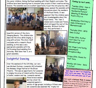 Latest weekly newsletter -w/e 18th May 2018