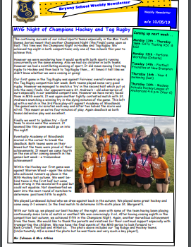 Weekly Newsletter w/e 10th May 2019