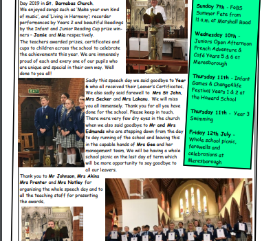 Weekly Newsletter w/e 5th July