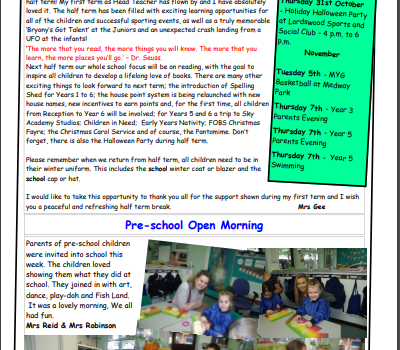 Weekly Newsletter w/e 18th October