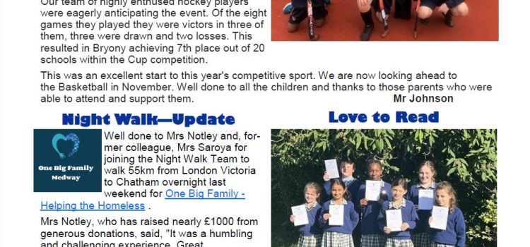 Weekly Newsletter w/e 11th October 2024